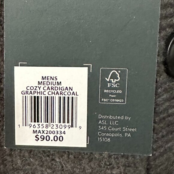 Men's VRST Medium Graphic Charcoal Cardigan - Picture 4 of 5